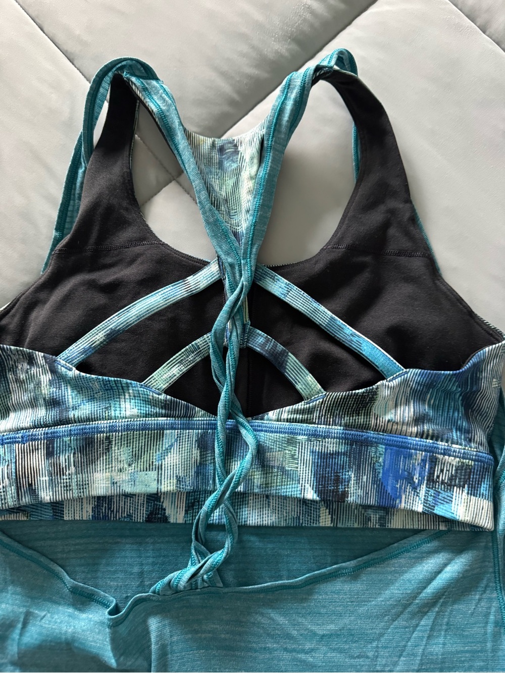 lululemon athletica Teal & Black Strappy Sports Bra